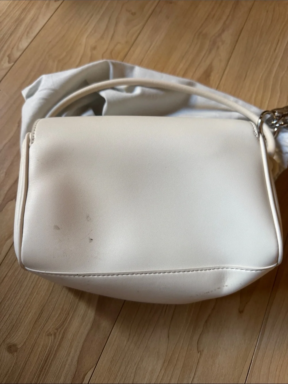 Charles & Keith Cream Knot-Handle Shoulder Bag with Charm